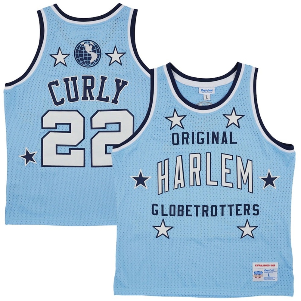 NEW Curly Neal Harlem Globetrotters Throwback Swingman Jersey (Light Blue)